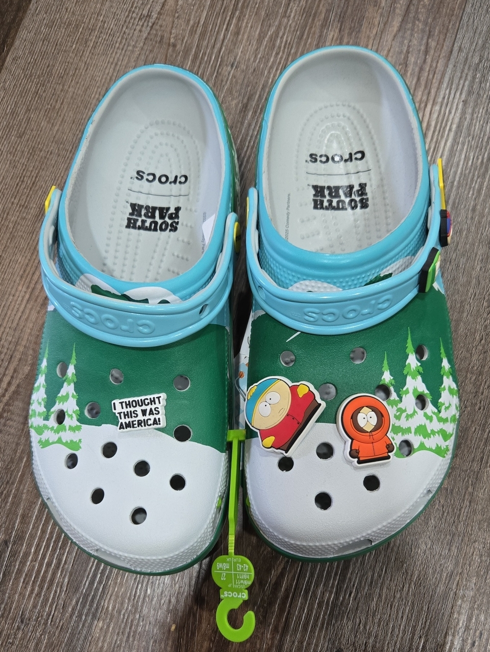 CROCS Men's South Park Green, White & Blue Clog with Character Jibbitz
